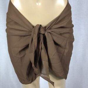 Zuliana Brown Solid Color Sarong Skirt. Made in USA. New With Tags.